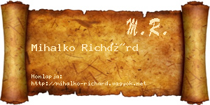 Mihalko Richárd névjegykártya